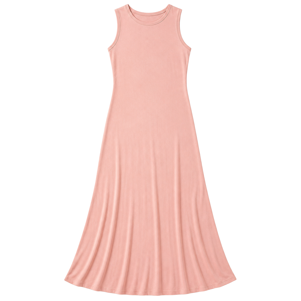 Good American Ribbed Tank Blush Pink Maxi Dress Sz.4 * flawed 1