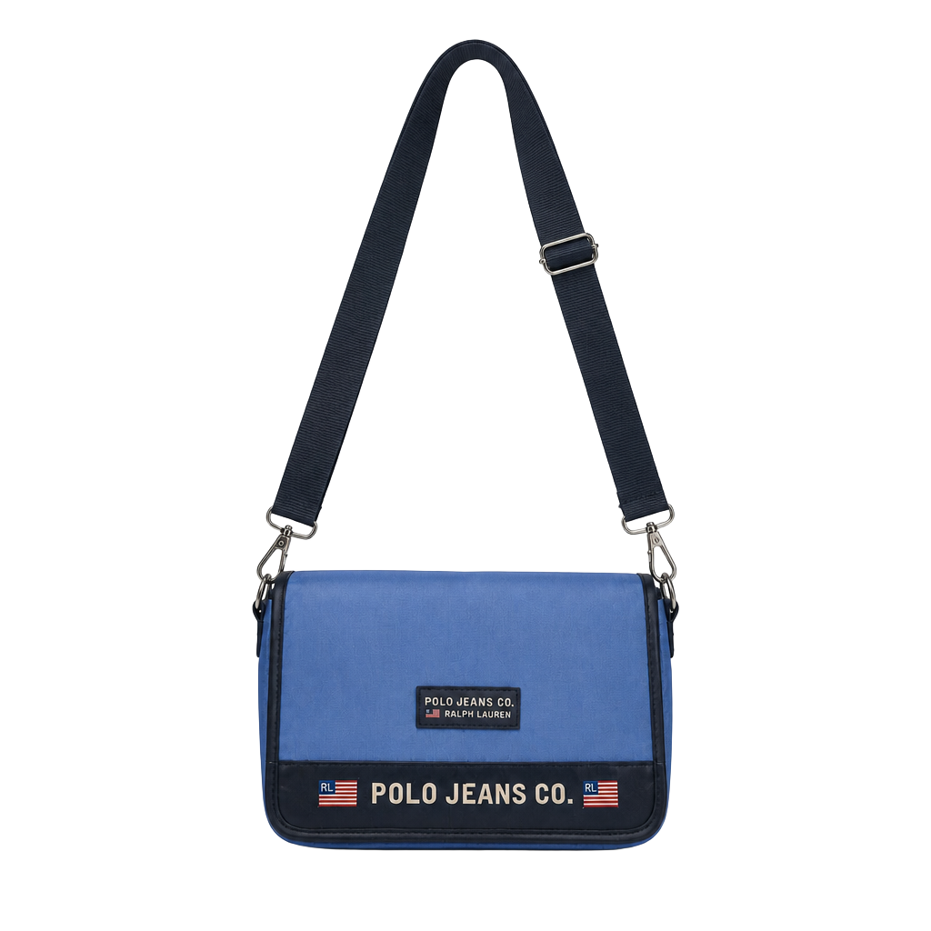 Vintage 90s Polo Jeans Co. Ralph Lauren Blue/Black Nylon Crossbody Bag 1