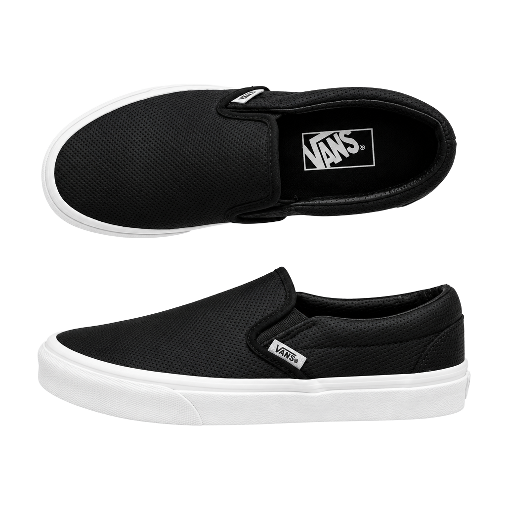 Vans Classic Slip-On Men 6.5 Black Perforated Leather 1