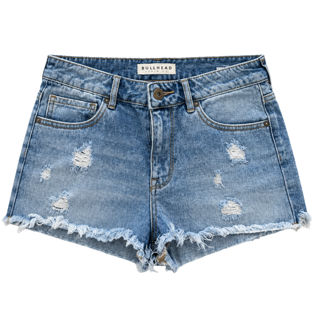 Bullhead Denim Co. High Rise Shorts Size 5 Distressed Light Wash 1