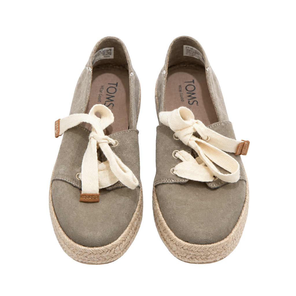 TOMS Women’s 8.5 Gray Suede Lace-Up Espadrille Shoes 1