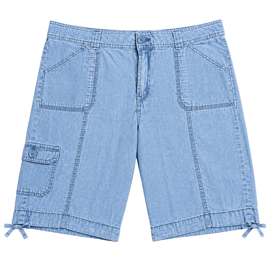 St. John's Bay Women's Size 12 Blue Cargo Drawstring Leg Shorts 1