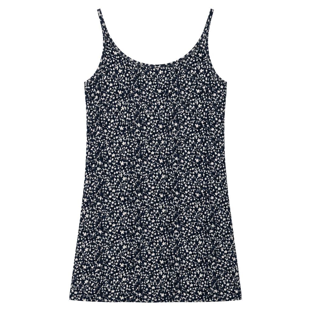 Old Navy Blue Ditsy Floral Fitted Dress Adjustable Spaghetti Strap 1
