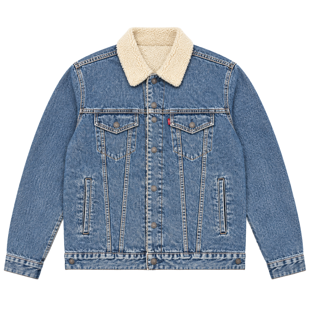Levi's Sherpa Trucker Jacket Size XL Blue Denim Fleece Lined 1