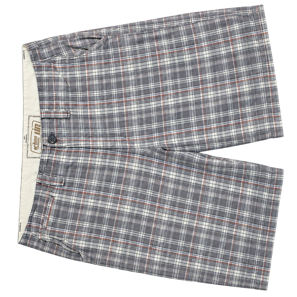 Urban Pipeline Plaid Shorts Gray White 1