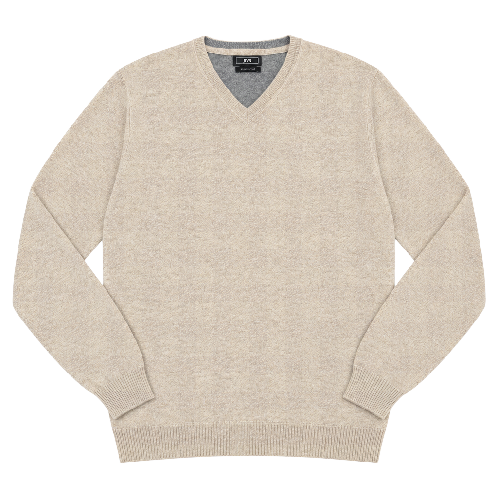 JWN V-Neck Cashmere Sweater Size L Tan 1