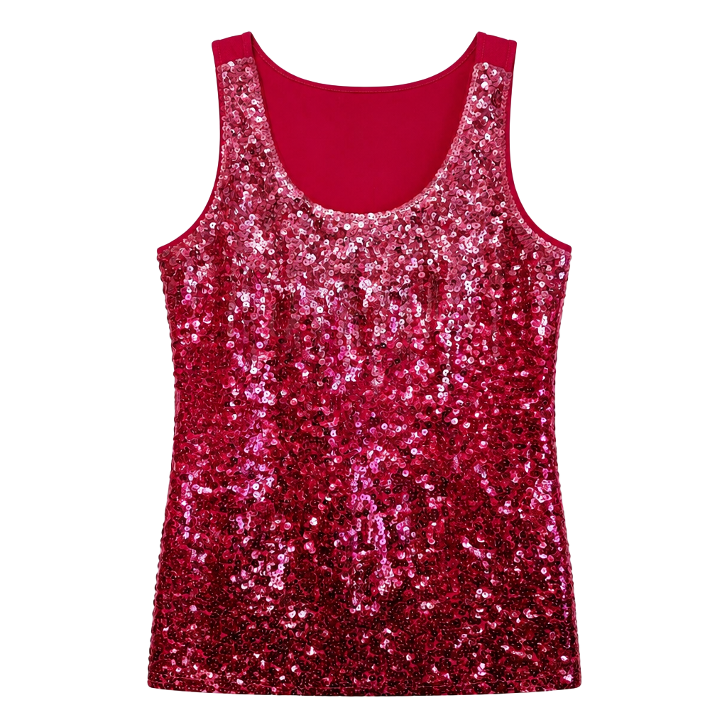 Maner Womens MED Pink Stretch Ombré Sequin Tank 1