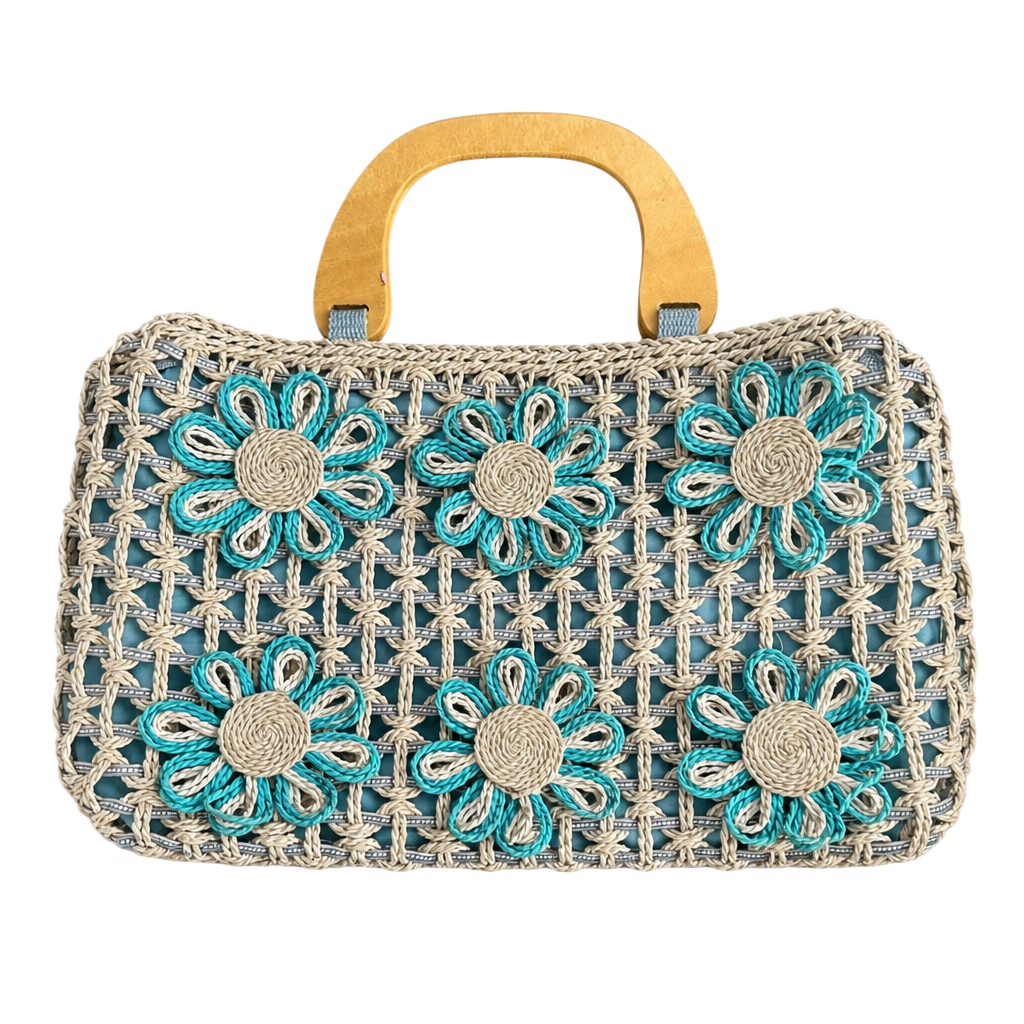 Pretty Spring Crochet Handbag, NWOT 13” x 8” x 4” Zipper Closure 1