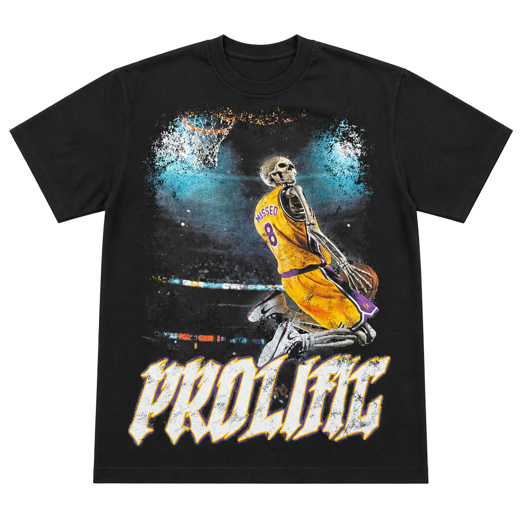 Dissmissed Prolific Skeleton Basketball Graphic T-Shirt Size Small 1