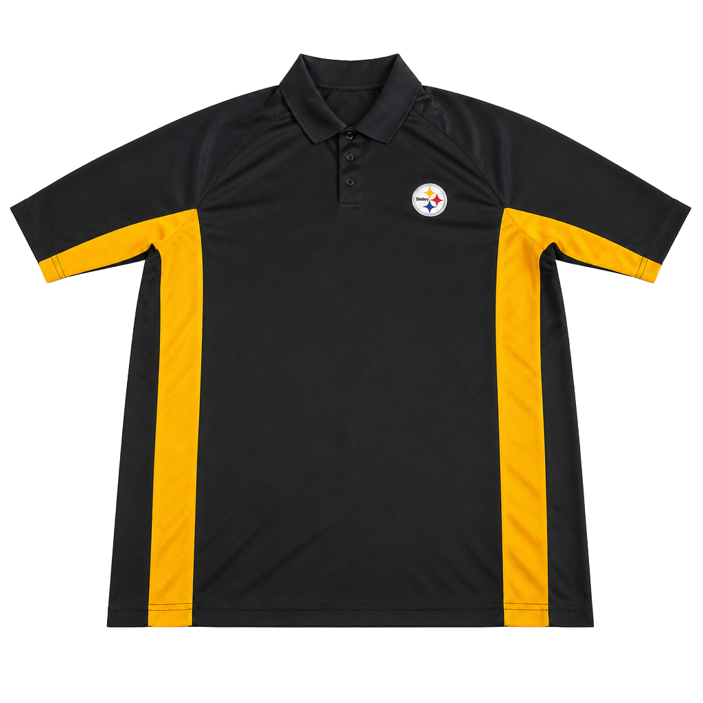 NFL Team Apparel Pittsburgh Steelers Polo Size XL Black Yellow 1