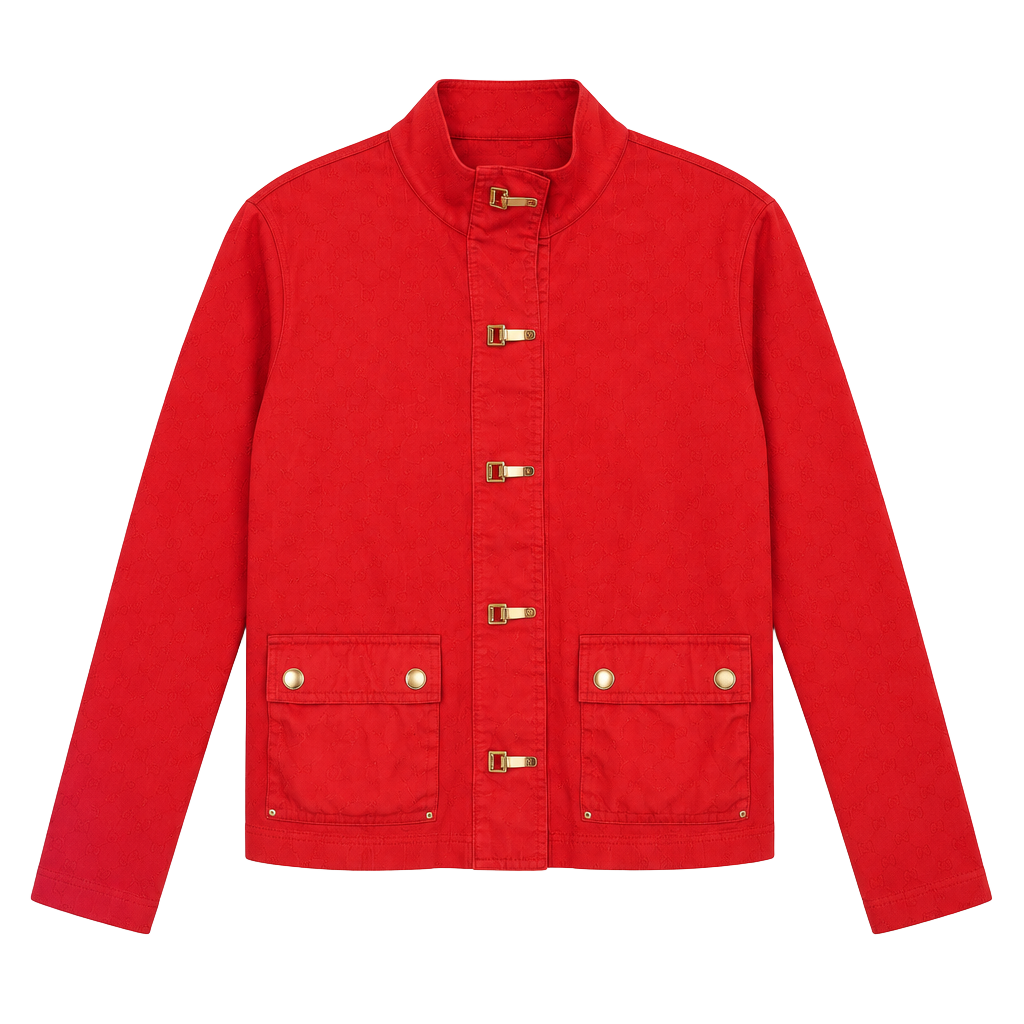 Lauren Ralph Lauren Jacket Size M Red Cotton Metal Clasp 1