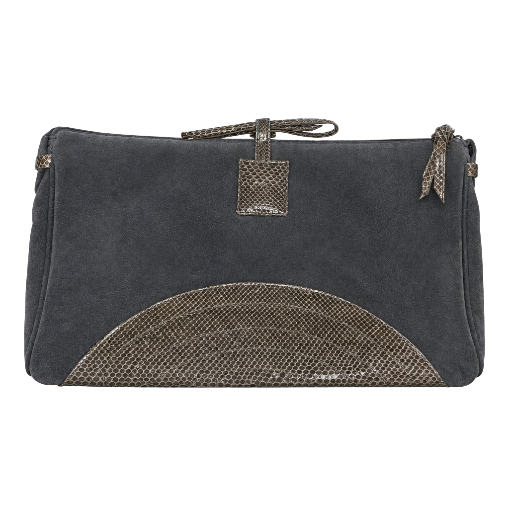 Bellina Bycks Suede Snakeskin Clutch Bag Grey 1