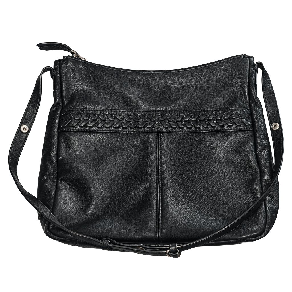 Cole Haan Black Leather Woven Braid Crossbody Hobo Shoulder Bag 1