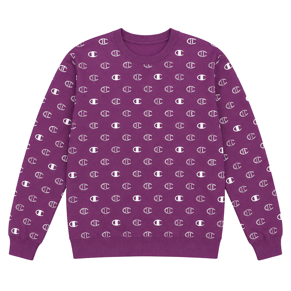 Champion Reverse Weave All Over Print Crewneck Size 2X-Large Purple 1