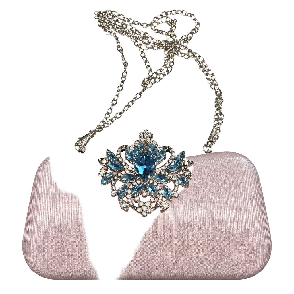 Evening Clutch Rhinestone Crystal Embellished Party Wedding Purse 1