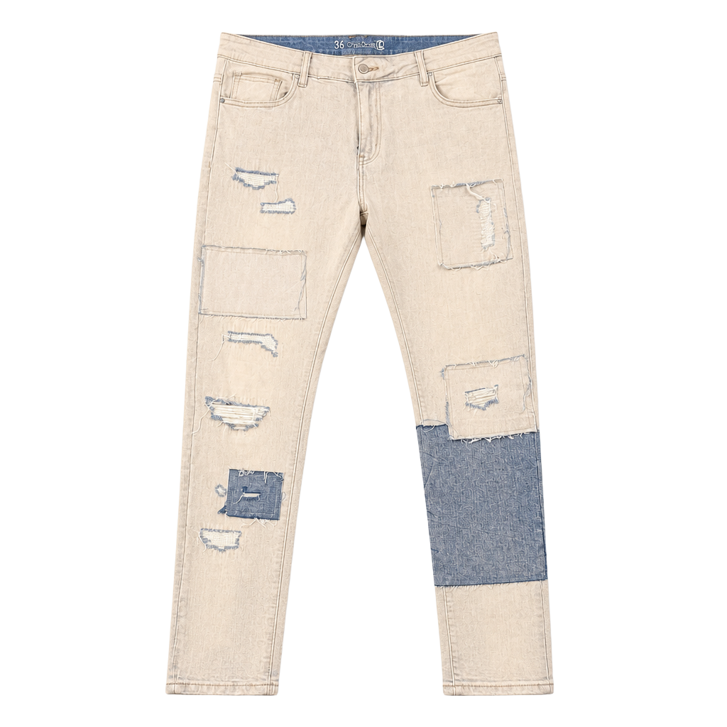 Crysp Denim Jeans Size 36 Distressed Patchwork 1