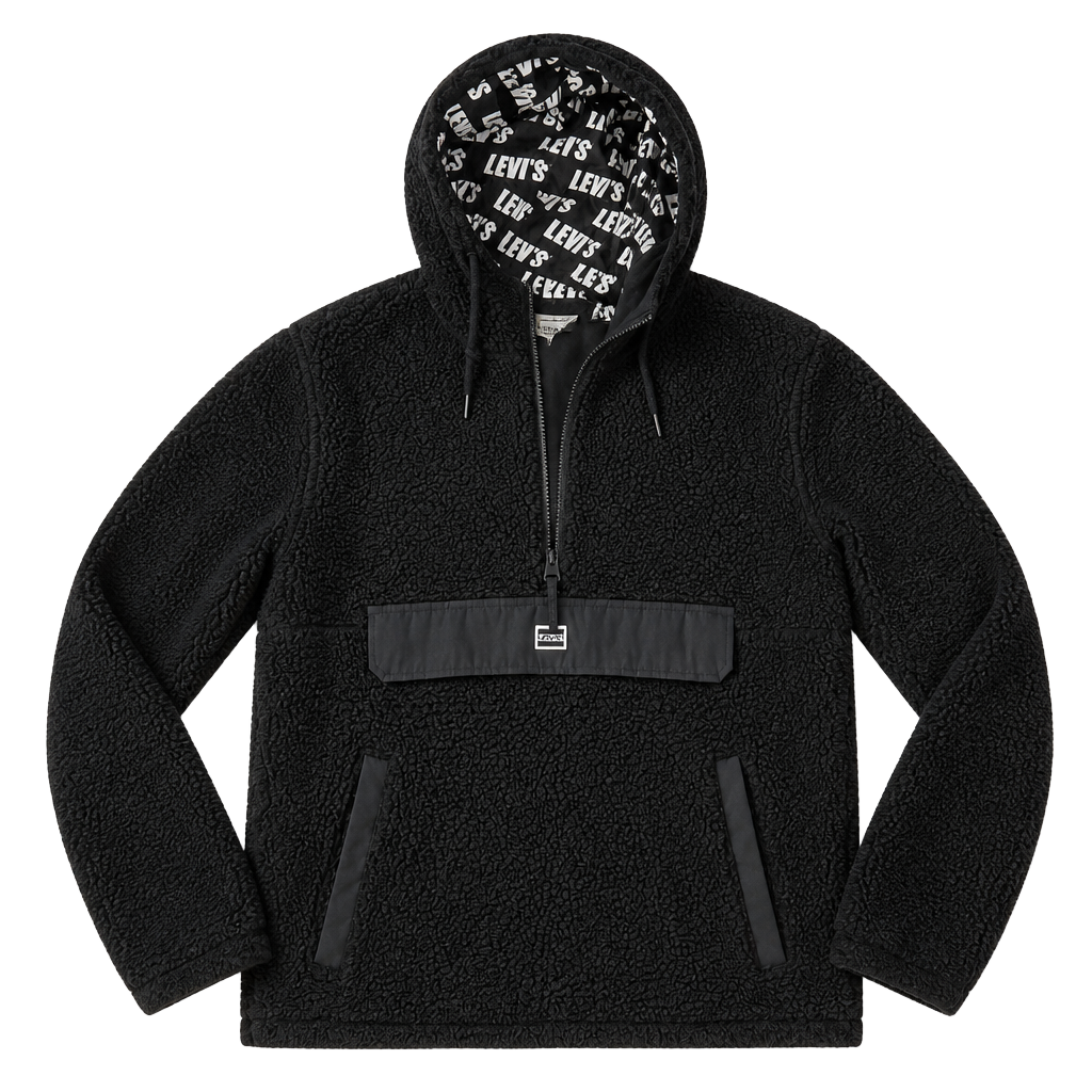 Levi's Sherpa Quarter Zip Hoodie Black 1