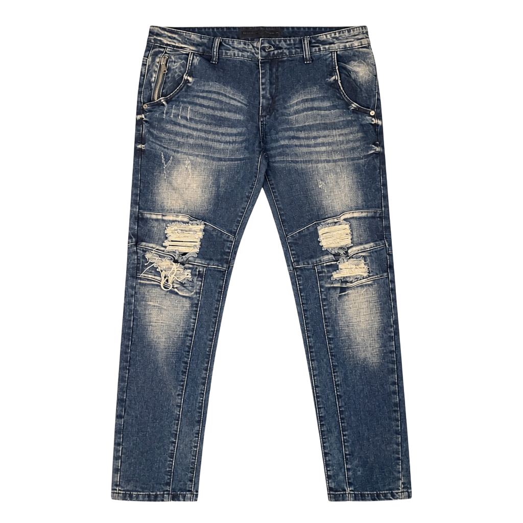 Legendary Royalty Distressed Biker Denim Jeans Blue 1