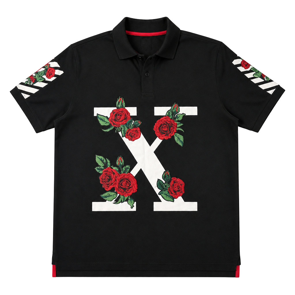 KRSP The Florio Rosas Polo Size XL Black Graphic Rose 1