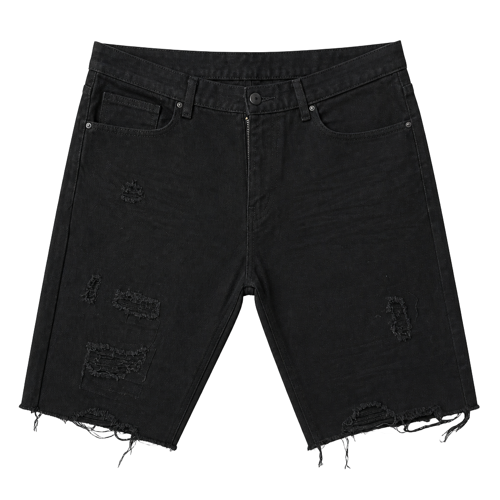 Smoke Rise Distressed Denim Shorts Size 36 Black Cut Off Ripped 1