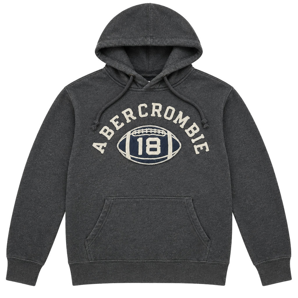 Vintage Abercrombie & Fitch Embroidered Football Graphic Hoodie 1