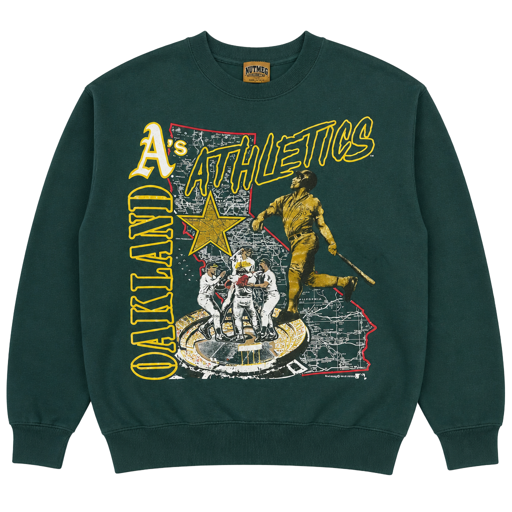 Rare vintage 1990 Nutmeg Oakland Athletics green crewneck 1