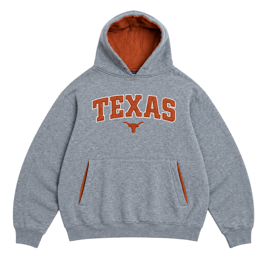 Rare Vintage 1990s Texas Longhorns Hoodie Grey Orange 1