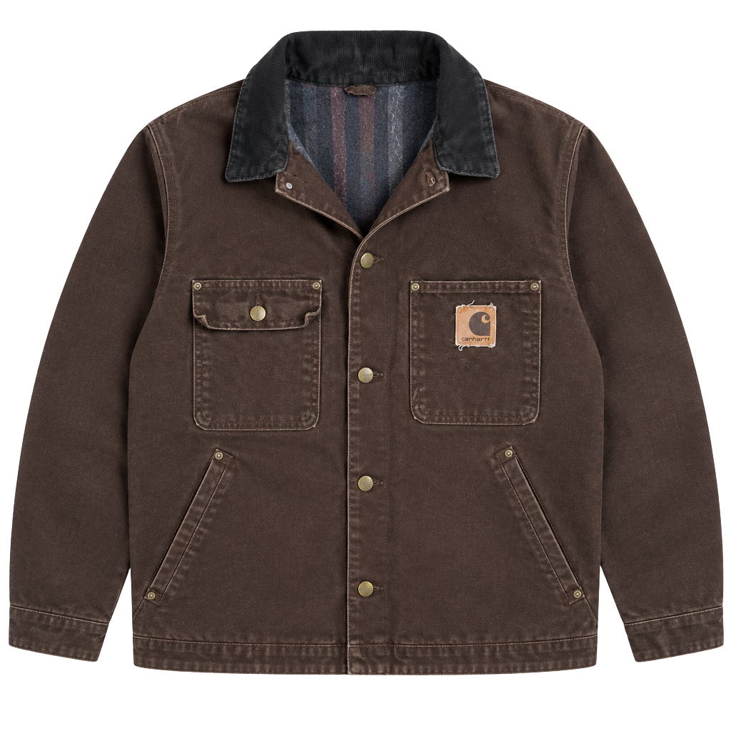 Brown faded vintage 2005 Carhartt jacket X-Large Tall Brown Duck Blanket Lined 1