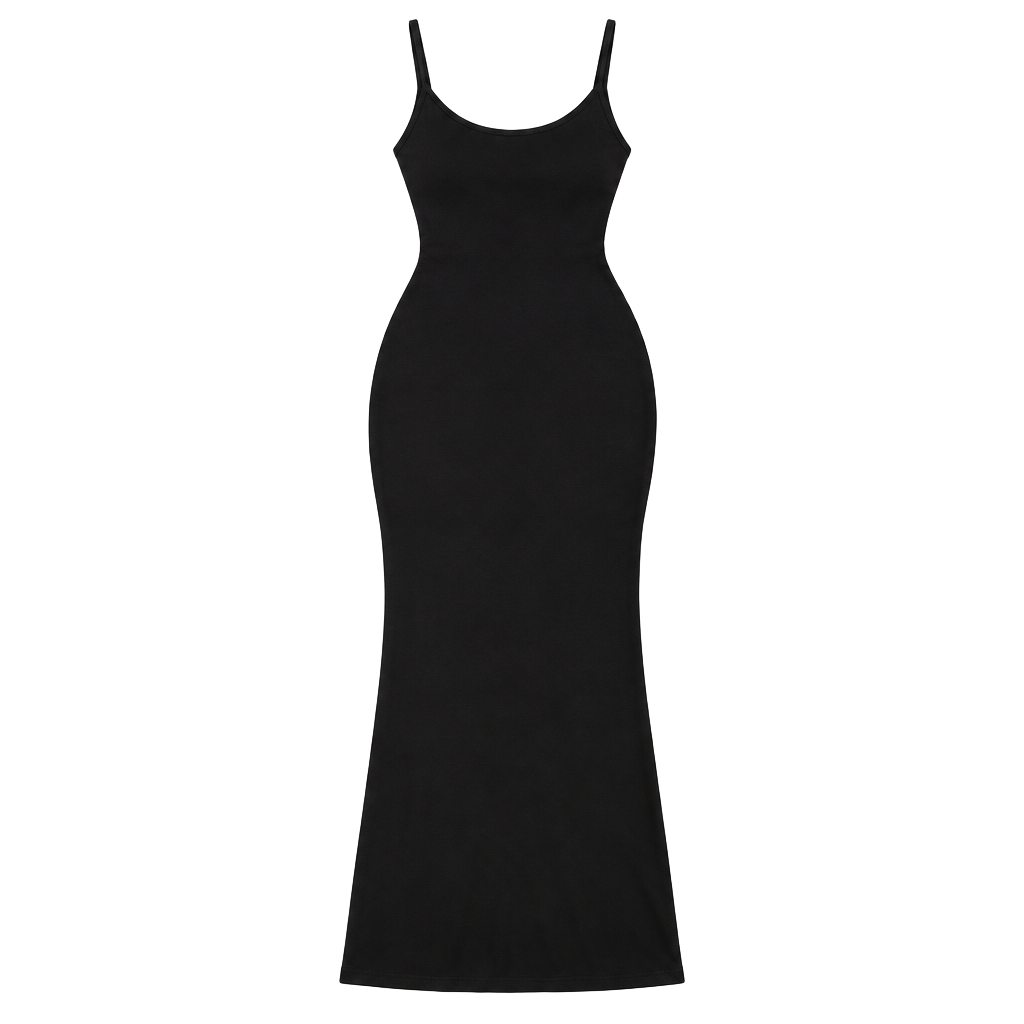 Halara Ribbed Maxi Dress Size L Black Camisole Long Slip Dress 1