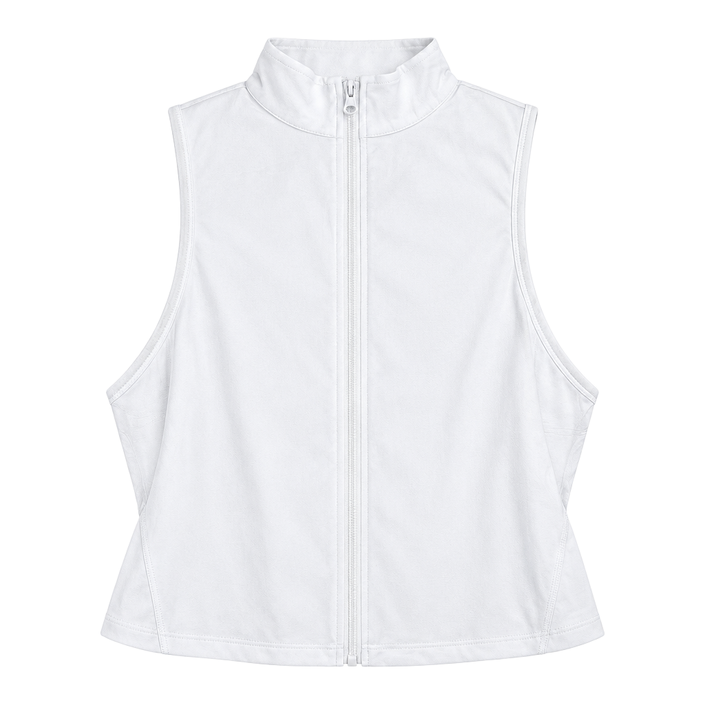Halara Mock Neck Zip Front Sleeveless Cropped Tank Top White 4X 1