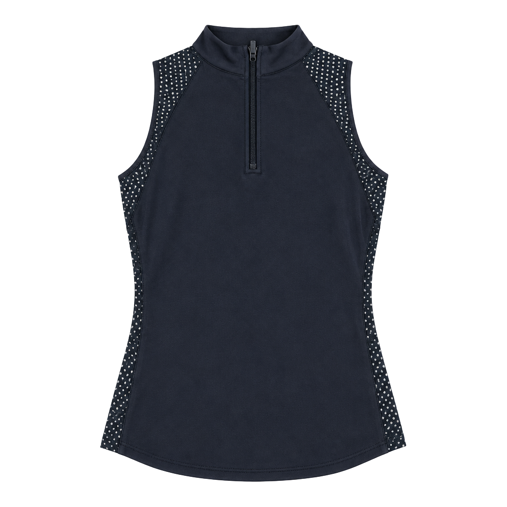 Halara Tank Top Size XL Black Zip Mock Neck Mesh 1
