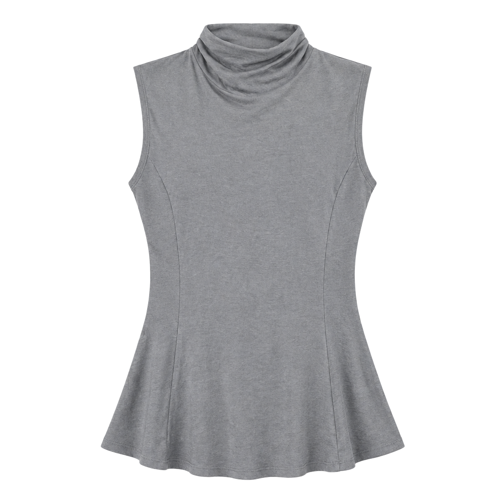 Halara Sleeveless Top Size XL Grey Mock Neck Peplum 1