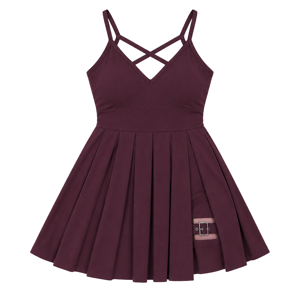 Halara Breezeful™ Backless Pleated 2-in-1 Pocket Mini Active Dress XL Amaranth 1