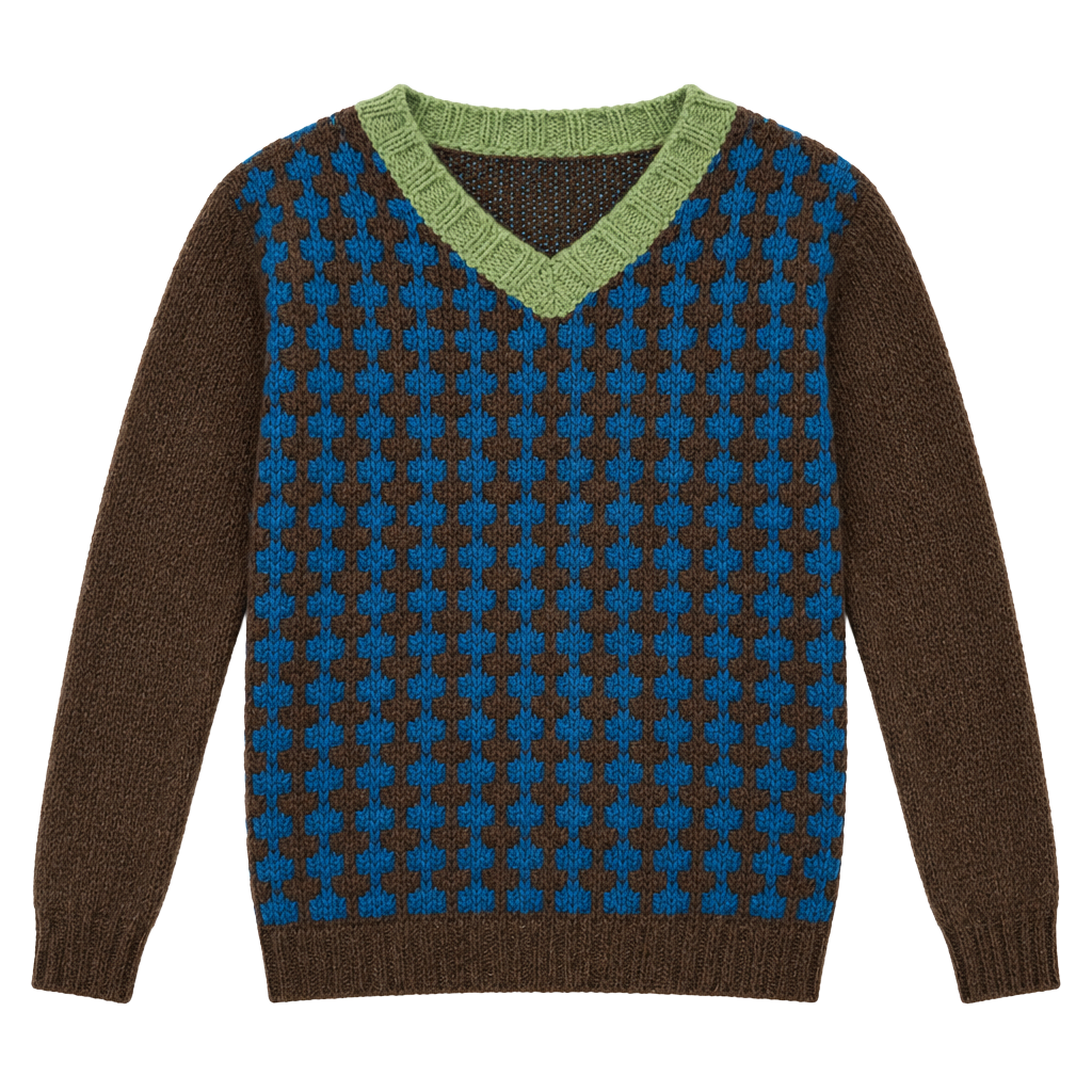 Anne Kurris V-Neck Sweater Size 3Y Brown Blue 1