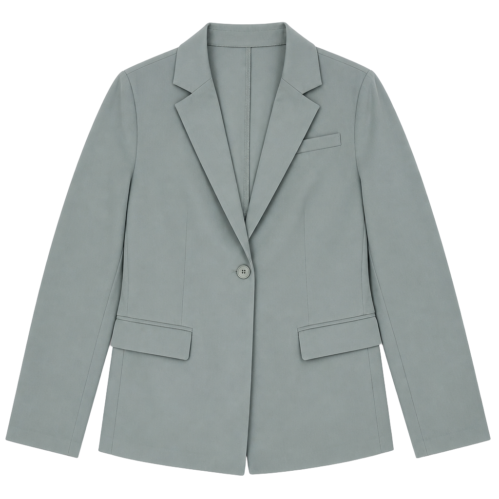 Zara Woman Longline Straight Blazer Jacket Gray Green Size M 1