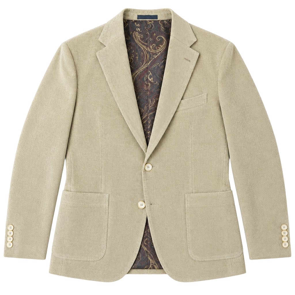 Lauren Ralph Lauren Corduroy Blazer Tan Paisley Lining Sport Coat 1