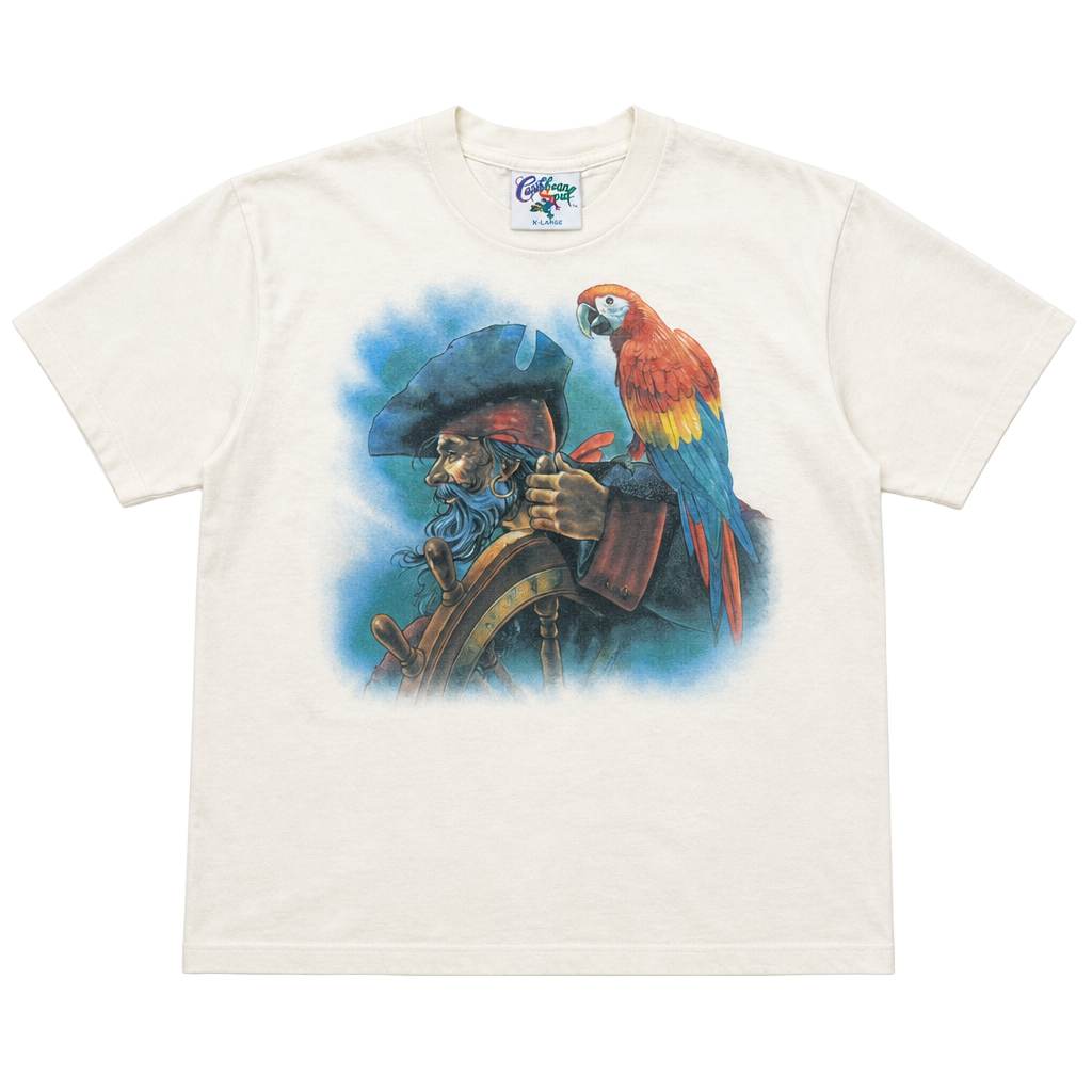Caribbean Soul Flying Cloud Pirate Parrot T-Shirt Size X-Large 1