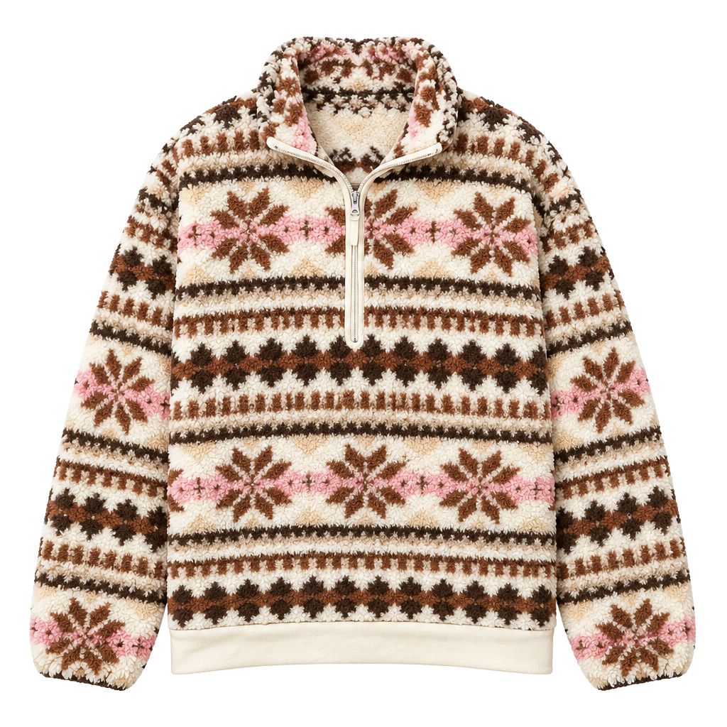 Aerie Hometown Holiday 1/4 Zip Sherpa Pullover Size M 1