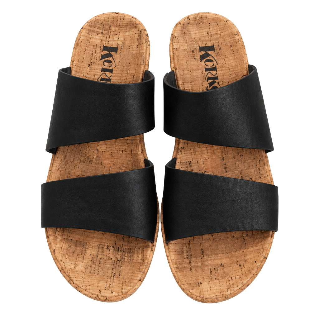 Korks Cook 17 Wedge Sandals Size 38 Black Leather 1