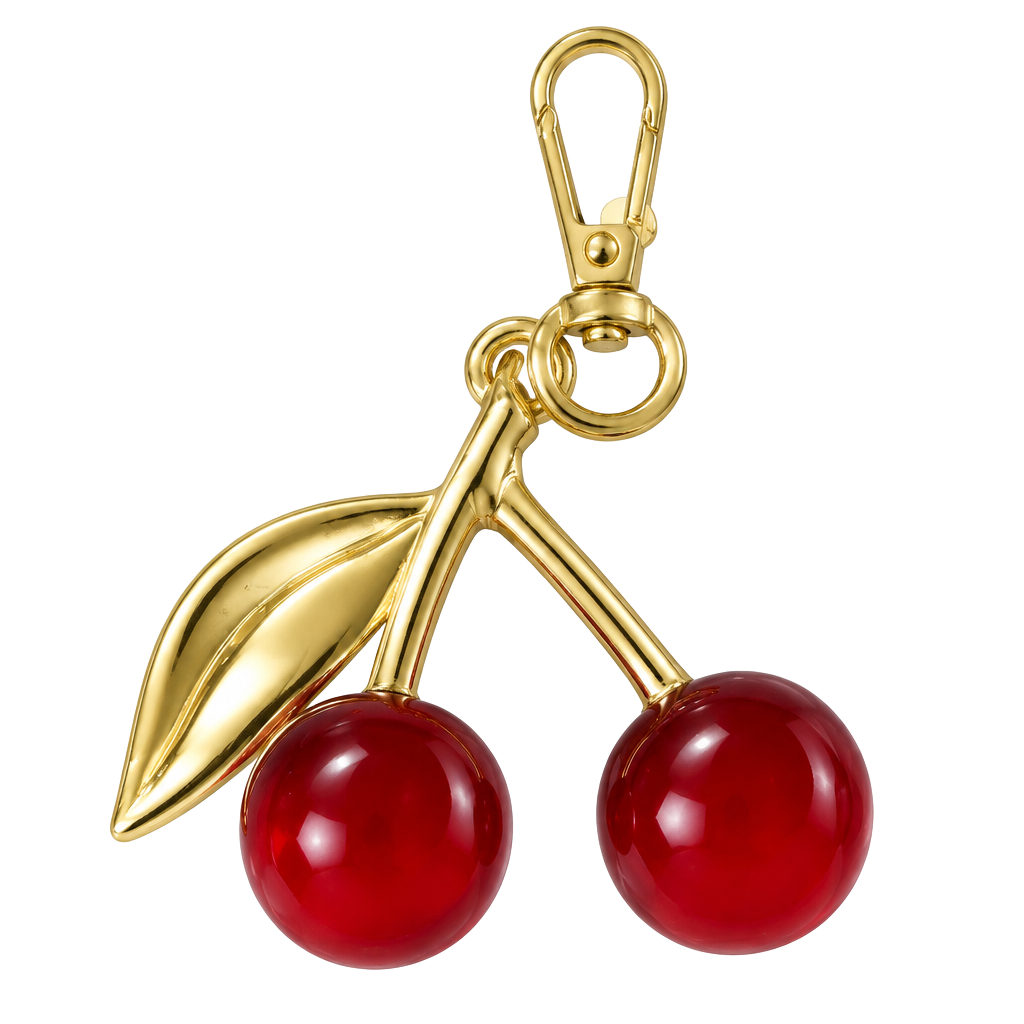 Unique Bargains Cherry Handbag Charm Gold Tone Red 1