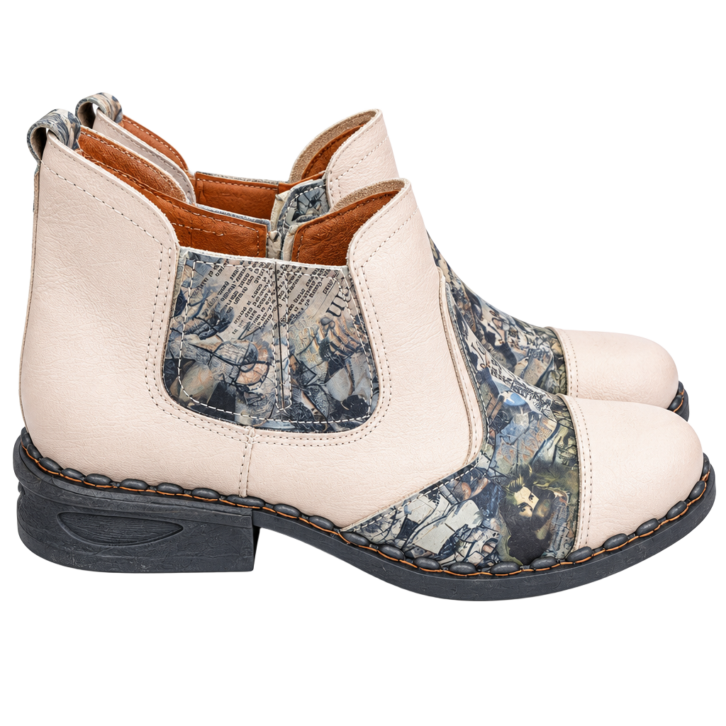 Tma Eyes Ankle Boots Size 9.5 Newspaper Print 1