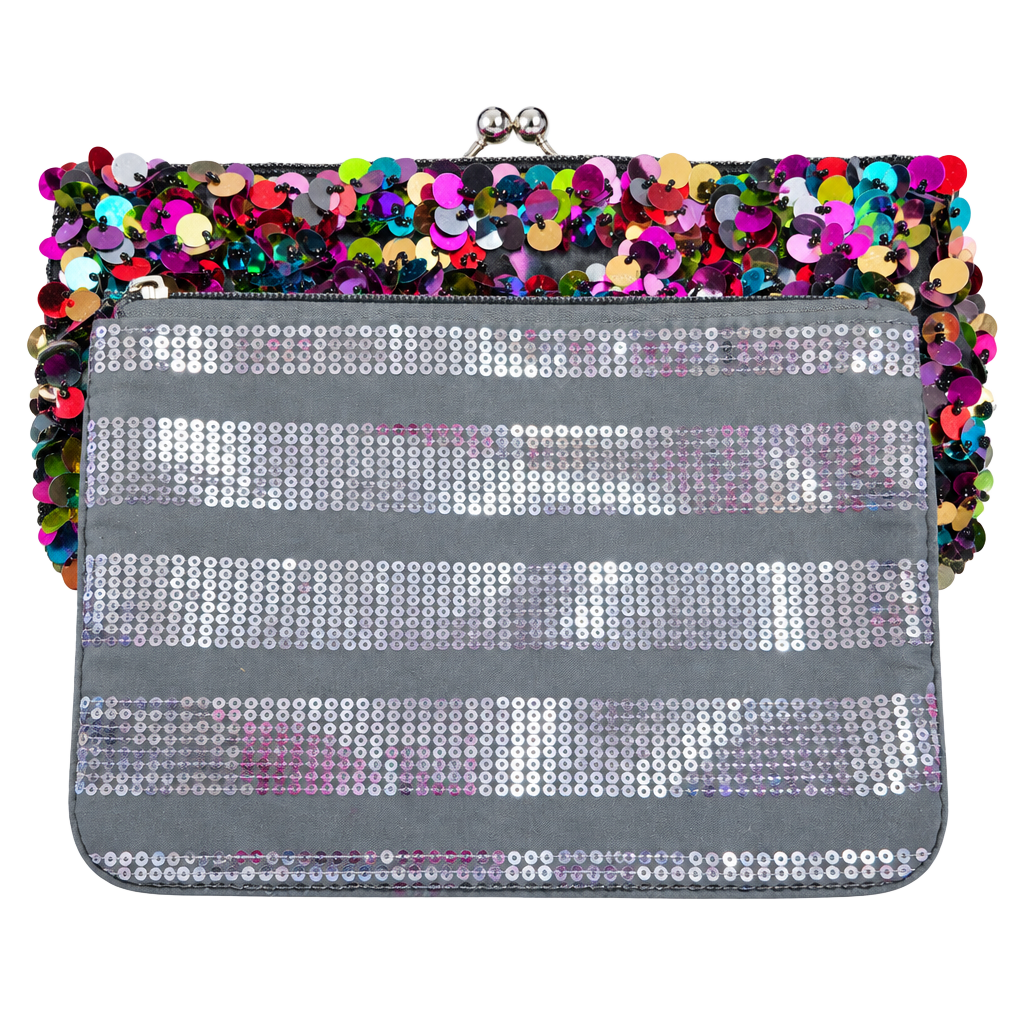 Bath & Body Works Silver Grey Sparkly Sequin Bag 1