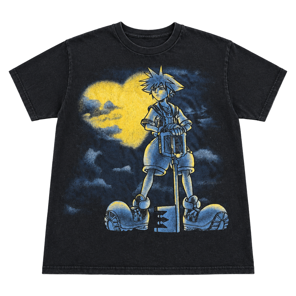 Vintage Y2K Kingdom Hearts Sora Video Game Promo Graphic T-Shirt Size M Black 1