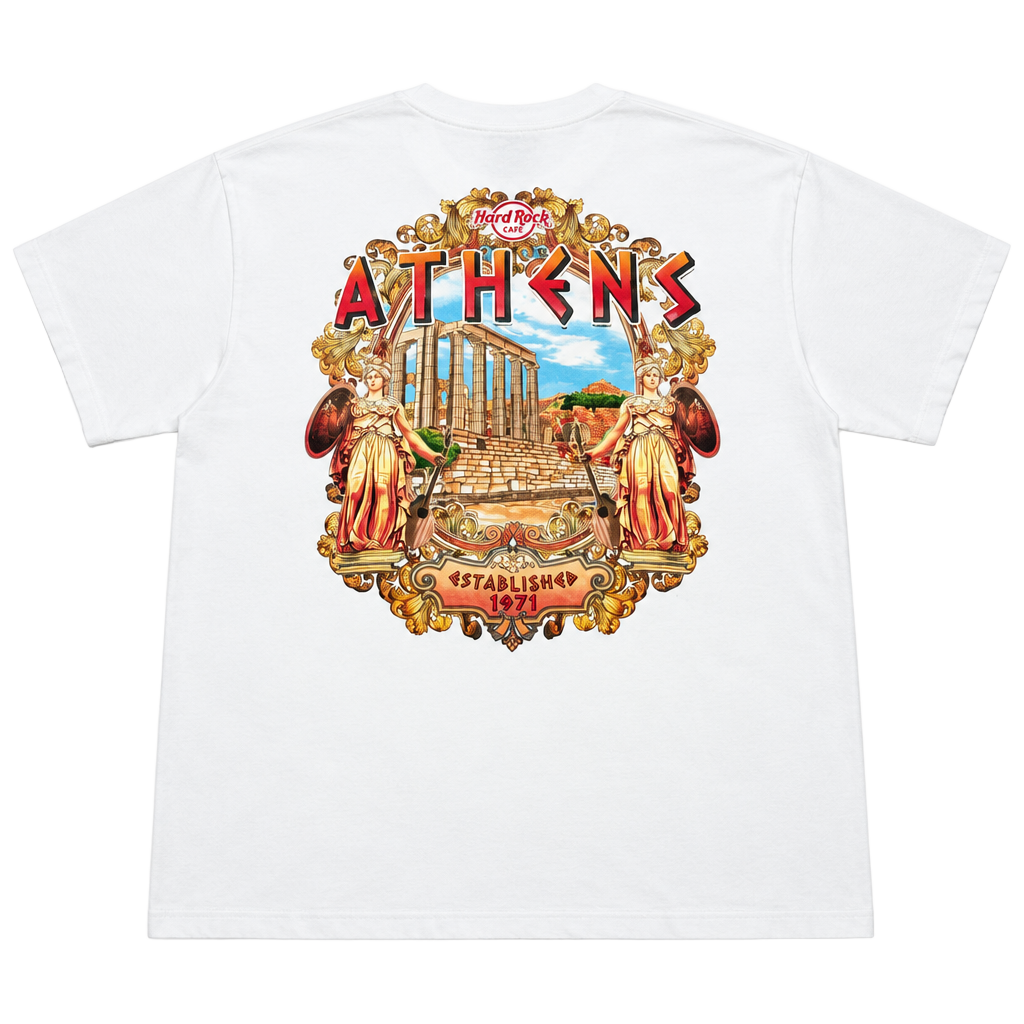 Hard Rock Cafe Athens T-Shirt XX Large White Cotton 1