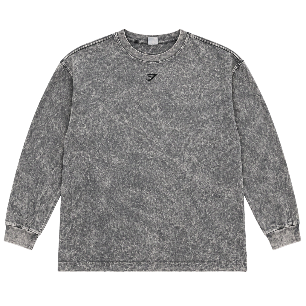 Gymshark Long Sleeve T-Shirt XL Acid Wash Grey 1