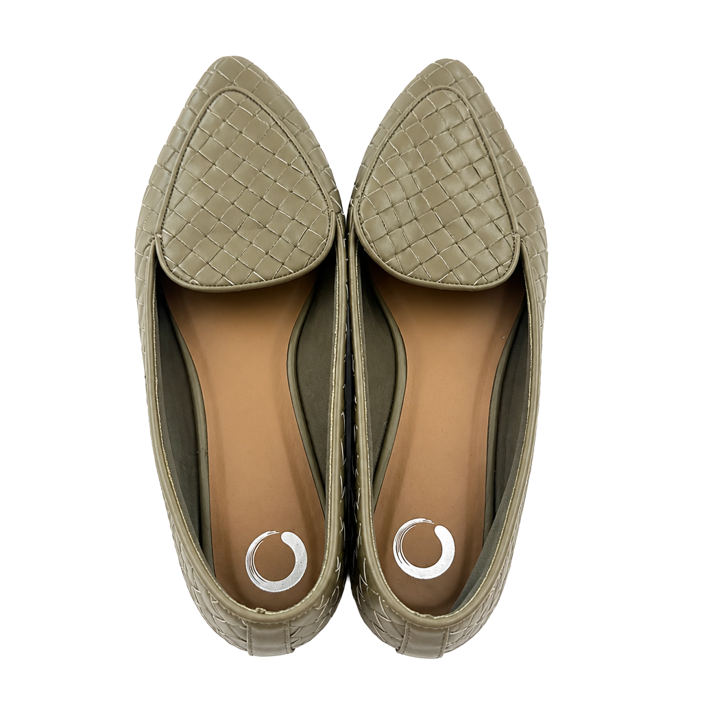 Women's Slip-On Pointed Toe Loafer Flats Olive Size 10 1