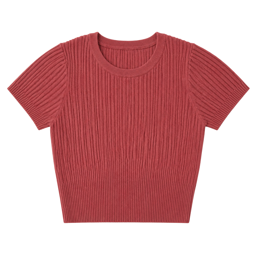 And Now This Ribbed Short Sleeve Puff Shoulder Crop Top 1