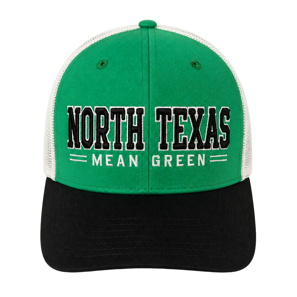 North Texas Mean Green University Snapback Trucker Hat - Green/White/Black 1