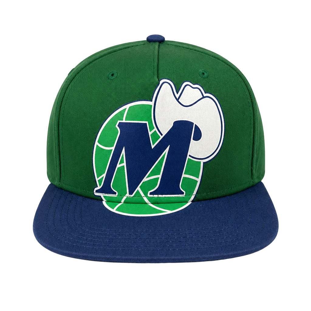 Dallas Mavericks Hardwood Classics Two-Tone Green and Navy Snapback Hat 1