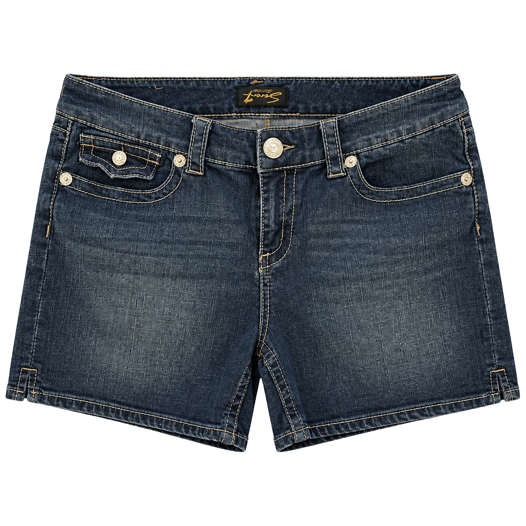 Seven7 Denim Jean Shorts Size 14 Flap Pockets Blue 1